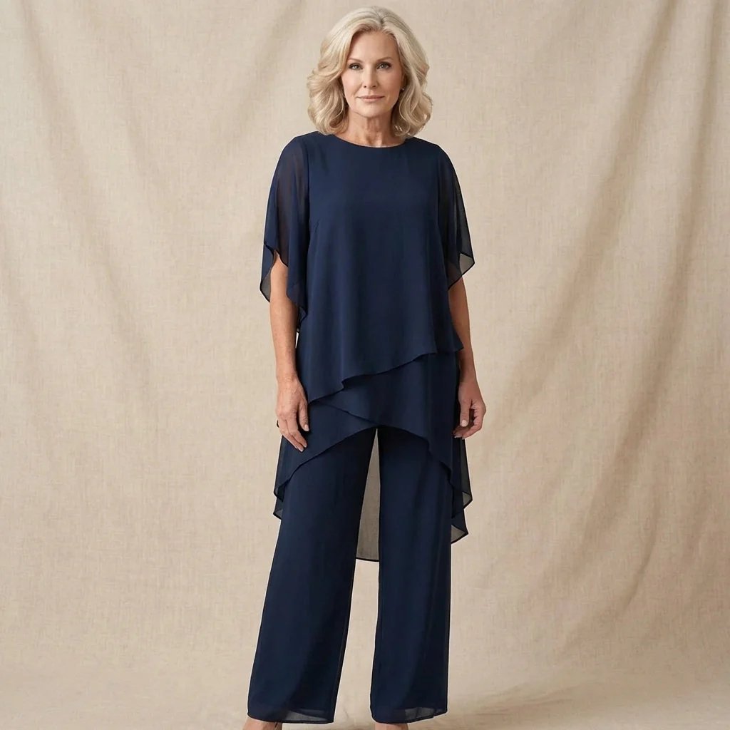 Elena™ | Draped V-Neck Top & Wide-Leg Palazzo Set
