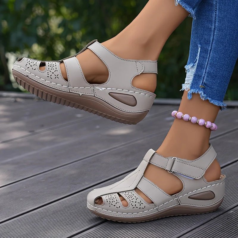 Christina™ | Perforated Comfort Sandals with Ankle Strap