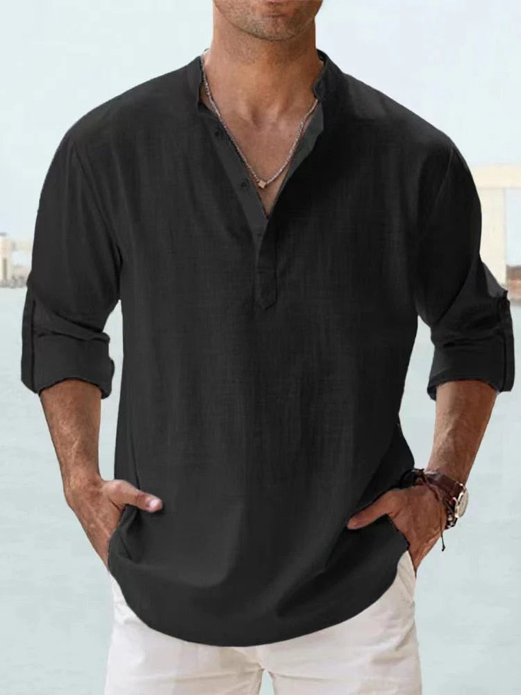 Benjamin™ | Breathable V-Neck Long Sleeve Henley Shirt