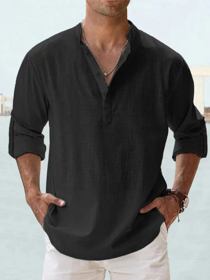 Benjamin™ | Breathable V-Neck Long Sleeve Henley Shirt