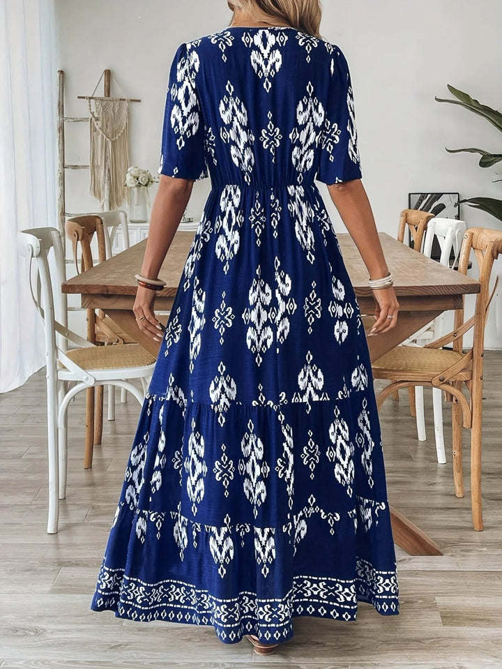 Jayda™ | Bohemian Print Maxi Dress with Flowing Silhouette