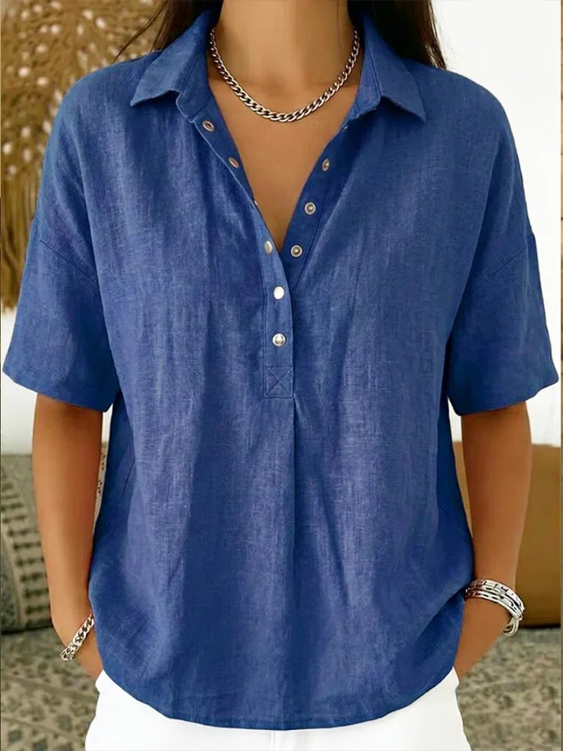 Nina™ | Button-Front Breathable Linen-Style Shirt