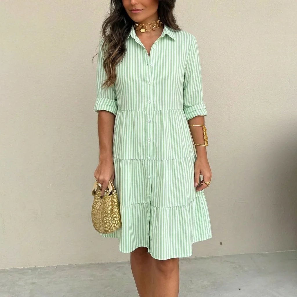 Vivian™ | Tiered Button-Front Shirt Dress
