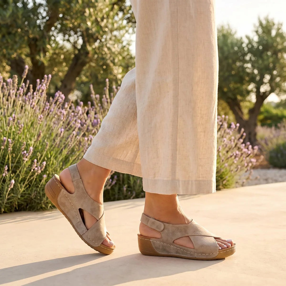 Amelia™ | Cross-Strap Wedge Platform Sandals
