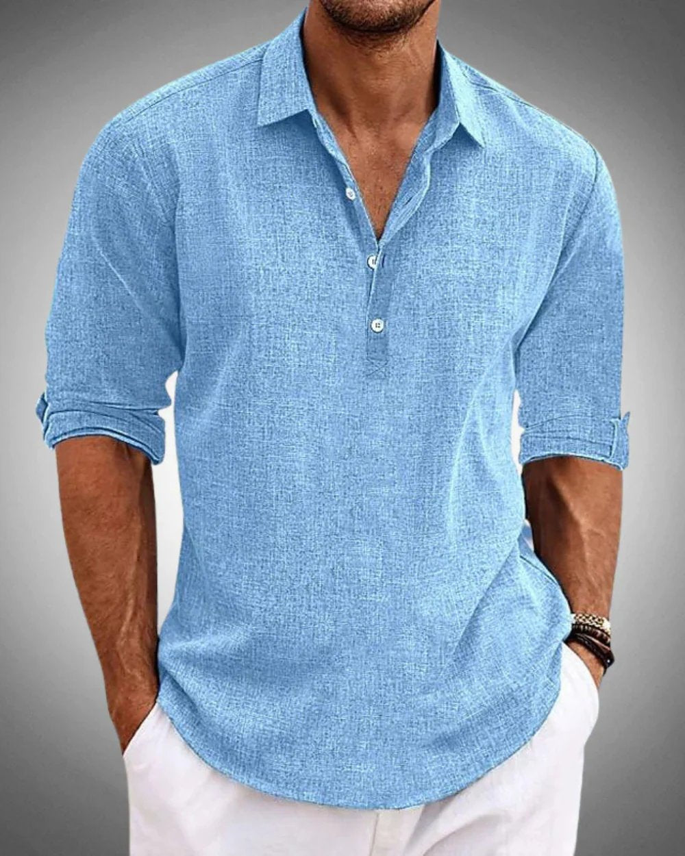 Daniel™ | Henley Button-Front Long Sleeve Shirt