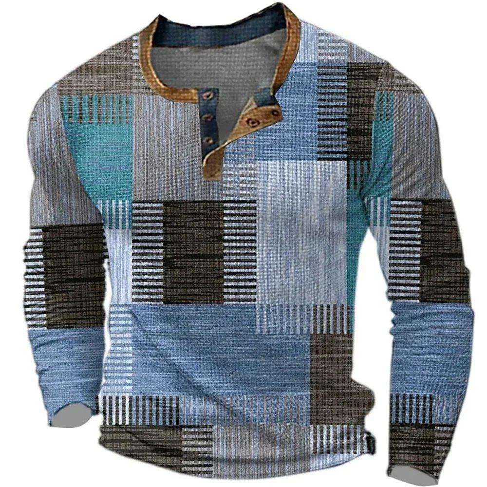 Isaac™ | Patchwork Button-Down Long Sleeve Shirt