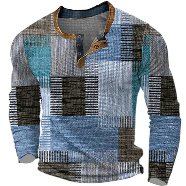 Isaac™ | Patchwork Button-Down Long Sleeve Shirt