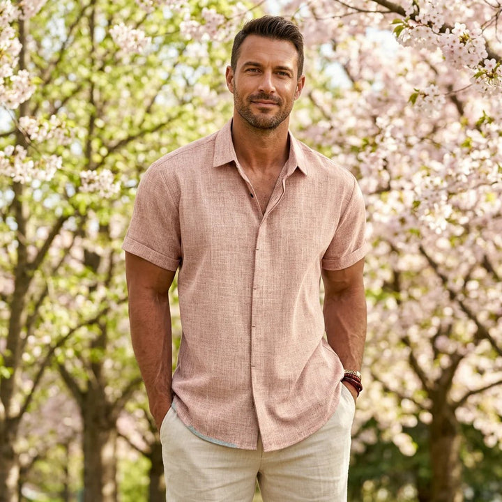 Caleb™ | Button-Front Spread Collar Lightweight Shirt
