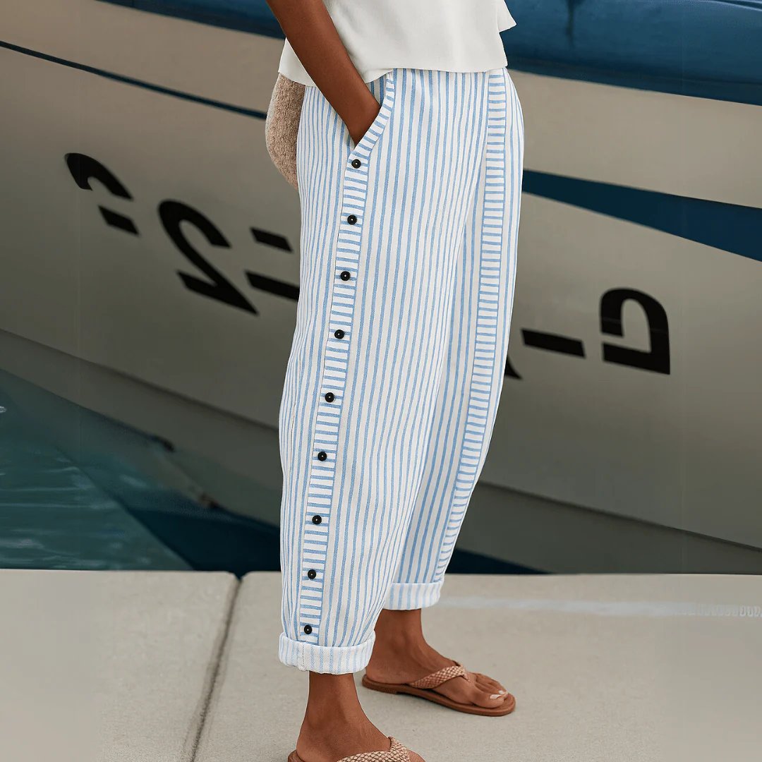 Emma™ | Button-Front Vertical Striped Relaxed Pants