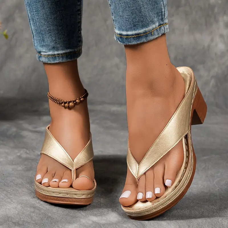 Olivia™ | Breathable Perforated Thong Block Heel Sandals