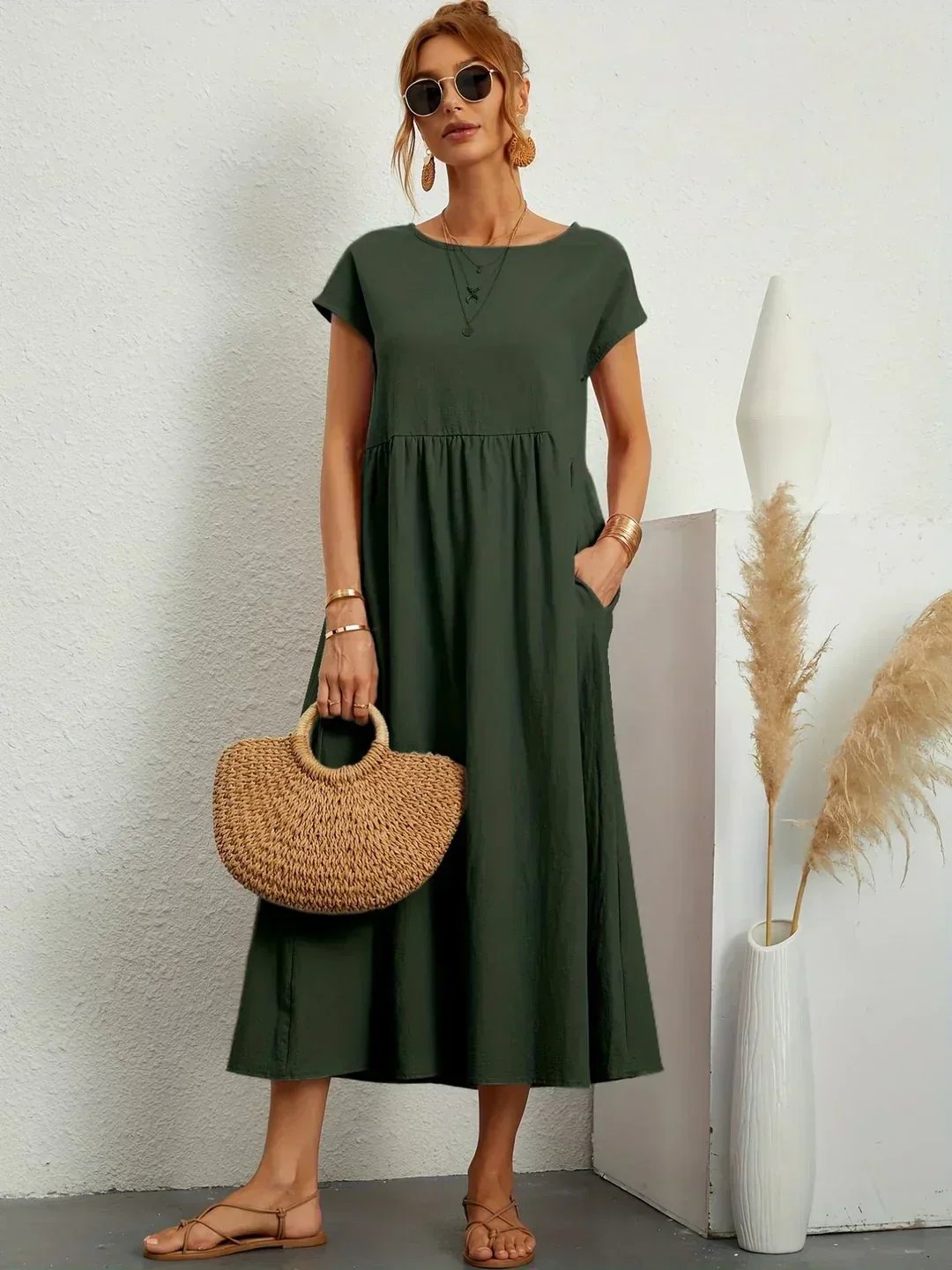 Mavis™ | Flowing V-Neck Midi Dress 