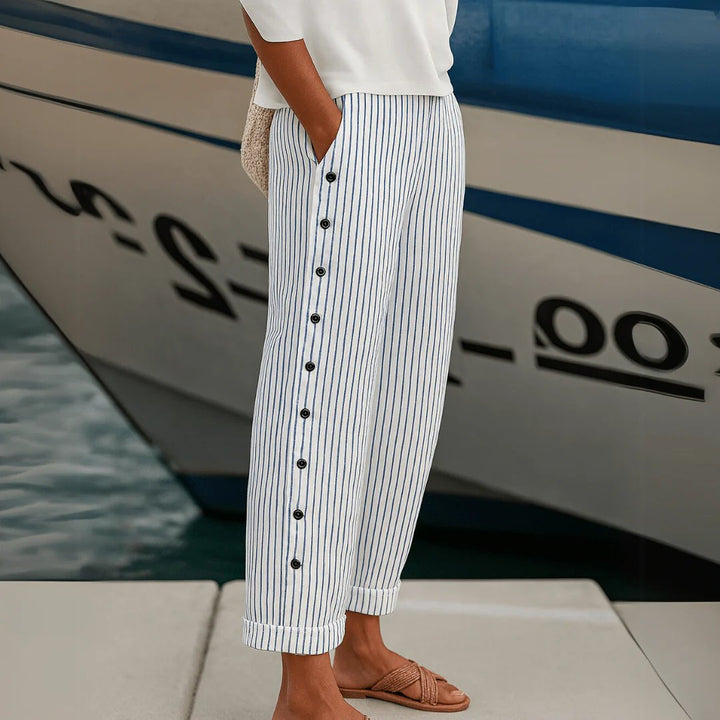 Emma™ | Button-Front Vertical Striped Relaxed Pants