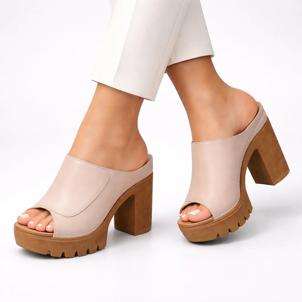 Anna™ | Wide Base Platform Strap-On Heels