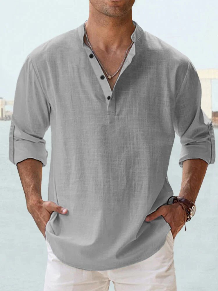 Benjamin™ | Breathable V-Neck Long Sleeve Henley Shirt