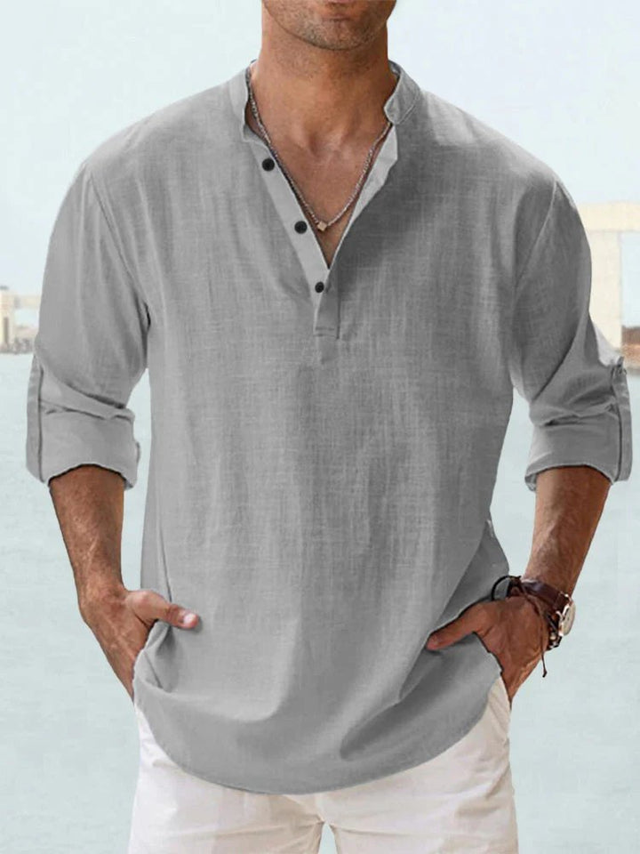 Benjamin™ | Breathable V-Neck Long Sleeve Henley Shirt