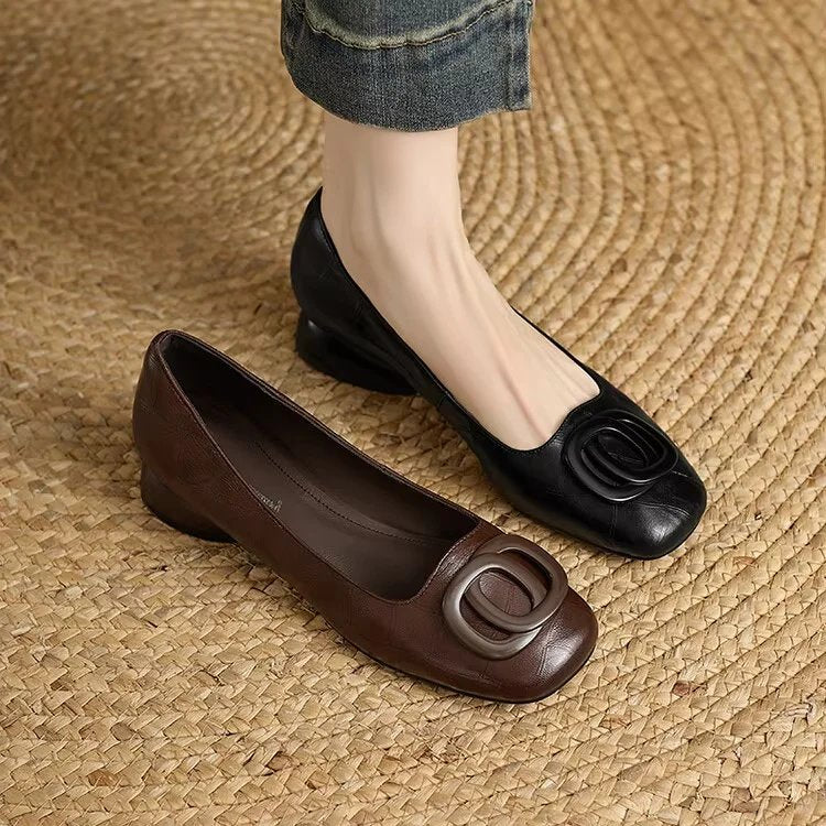 Evelyn™ | Cushioned Leather Ballet Flats