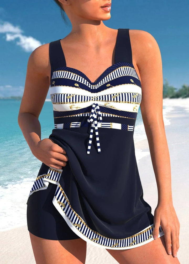 Cadence™ | V-Neck Geometric Print Swim Dress