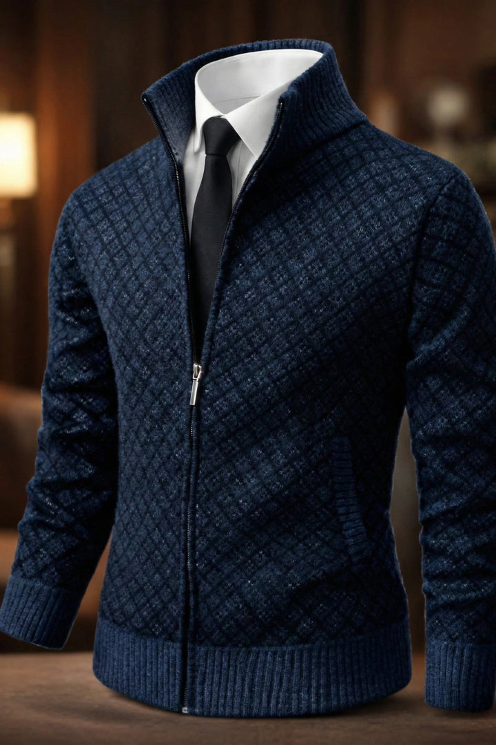 Leah™ | Waffle-Textured Zip-Up Cardigan