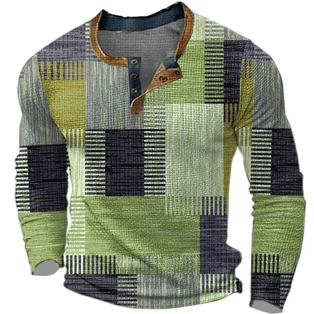 Isaac™ | Patchwork Button-Down Long Sleeve Shirt