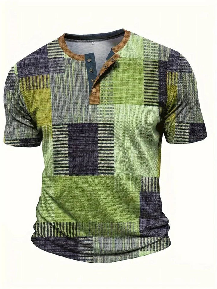 Jackson™ | Patchwork Henley Button Short Sleeve Shirt