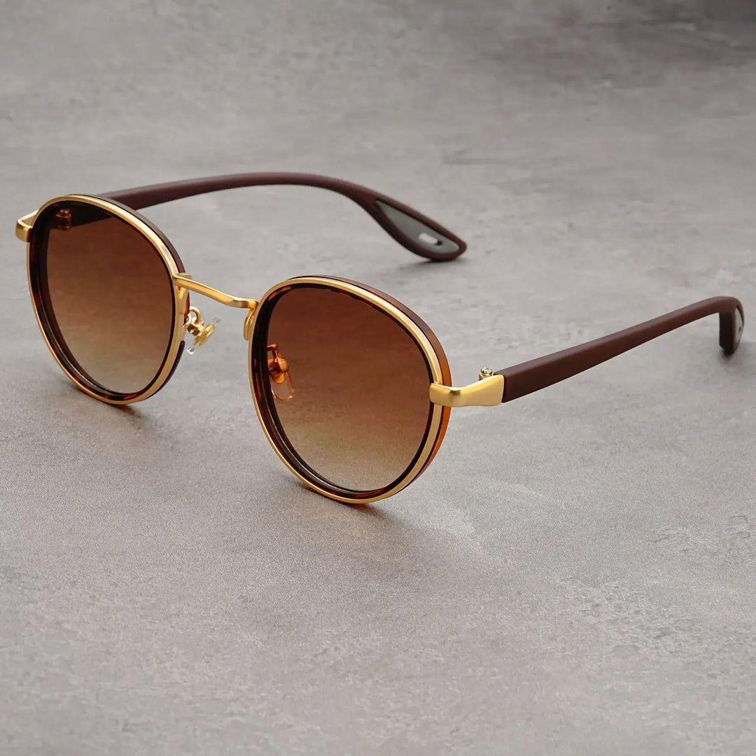 Nora™ | UV400 Retro Round Metal-Acetate Sunglasses