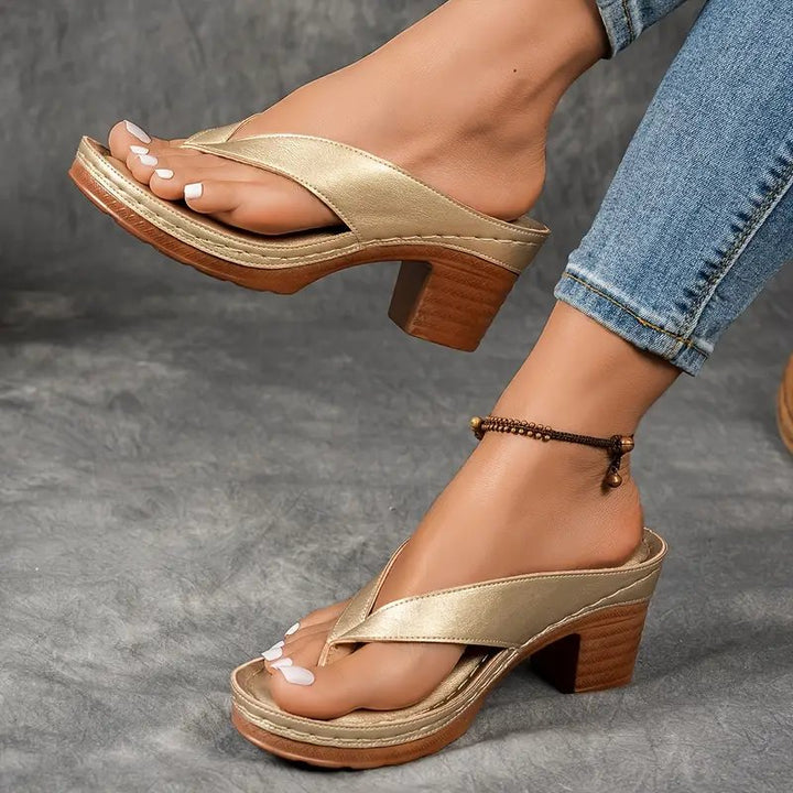 Olivia™ | Breathable Perforated Thong Block Heel Sandals