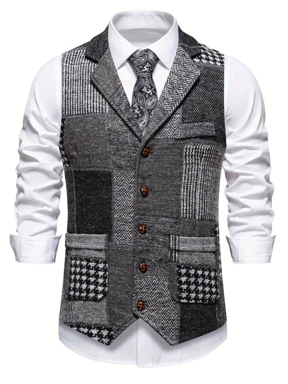 Jorge™ | Button-Front Patchwork Waistcoat