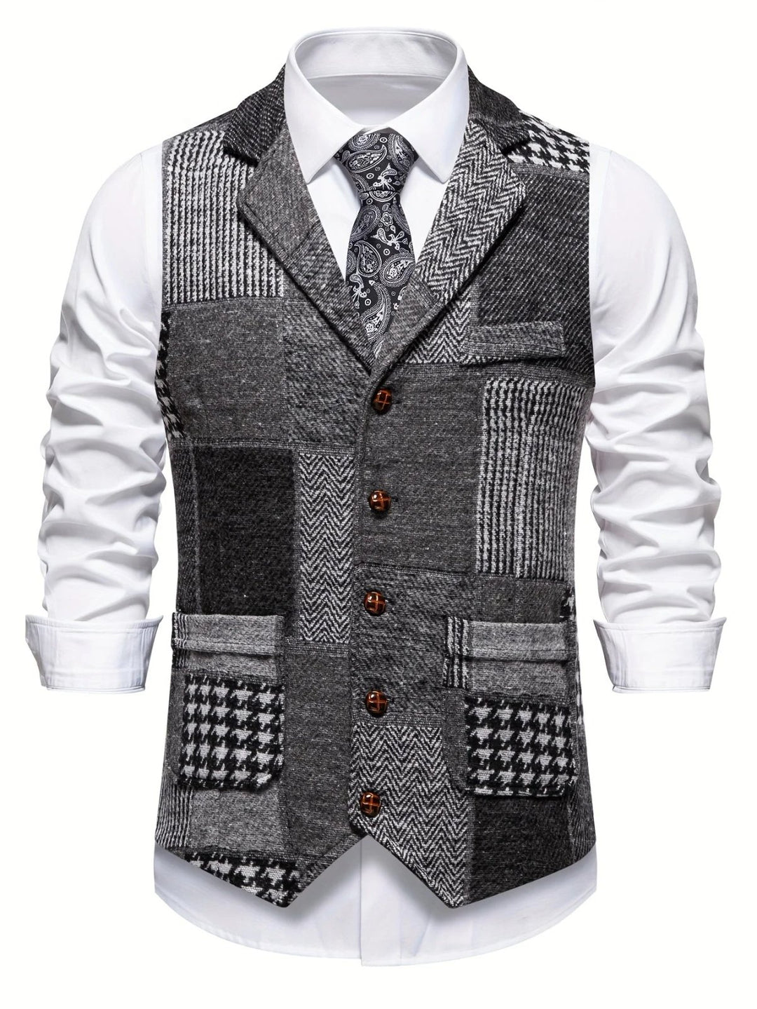 Jorge™ | Button-Front Patchwork Waistcoat