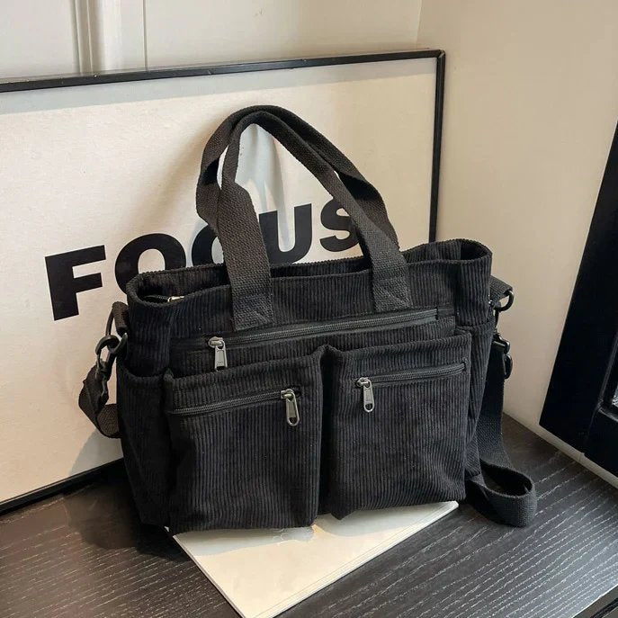 Sloane™ | Corduroy Tote Bag with Functional Pockets