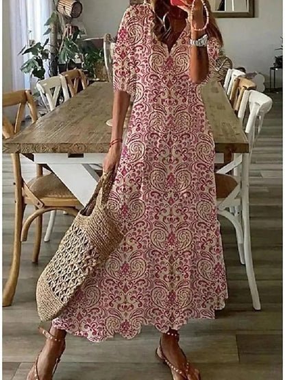 Claire™ | V-Neck Bell Sleeve A-Line Boho Dress