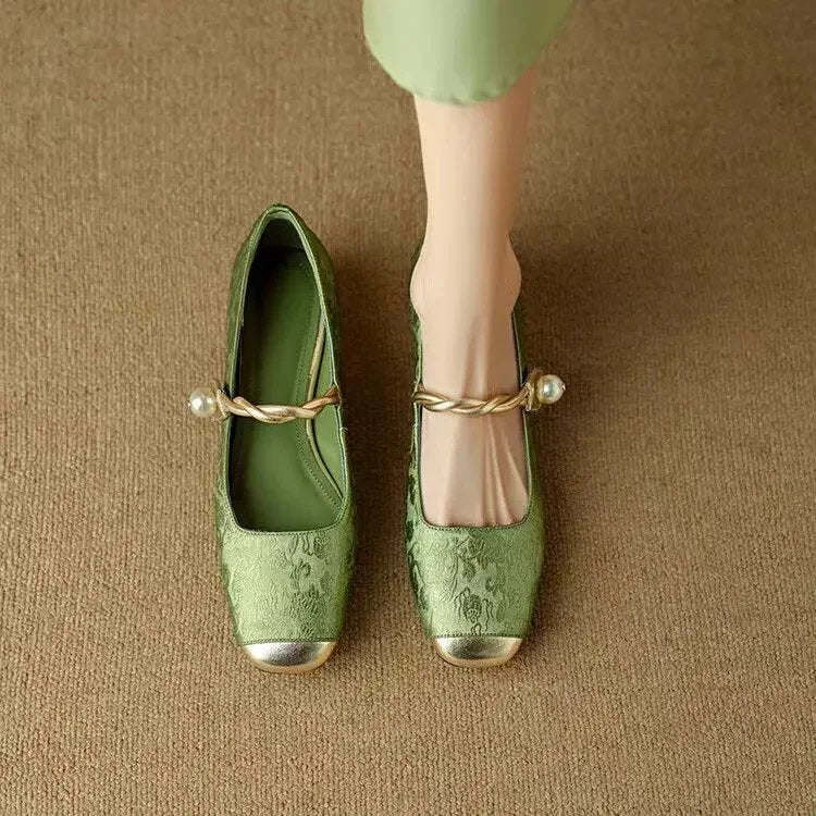 Adeline™ | Embossed Flats with Metallic Hardware