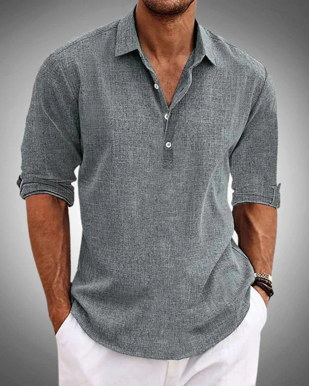 Daniel™ | Henley Button-Front Long Sleeve Shirt