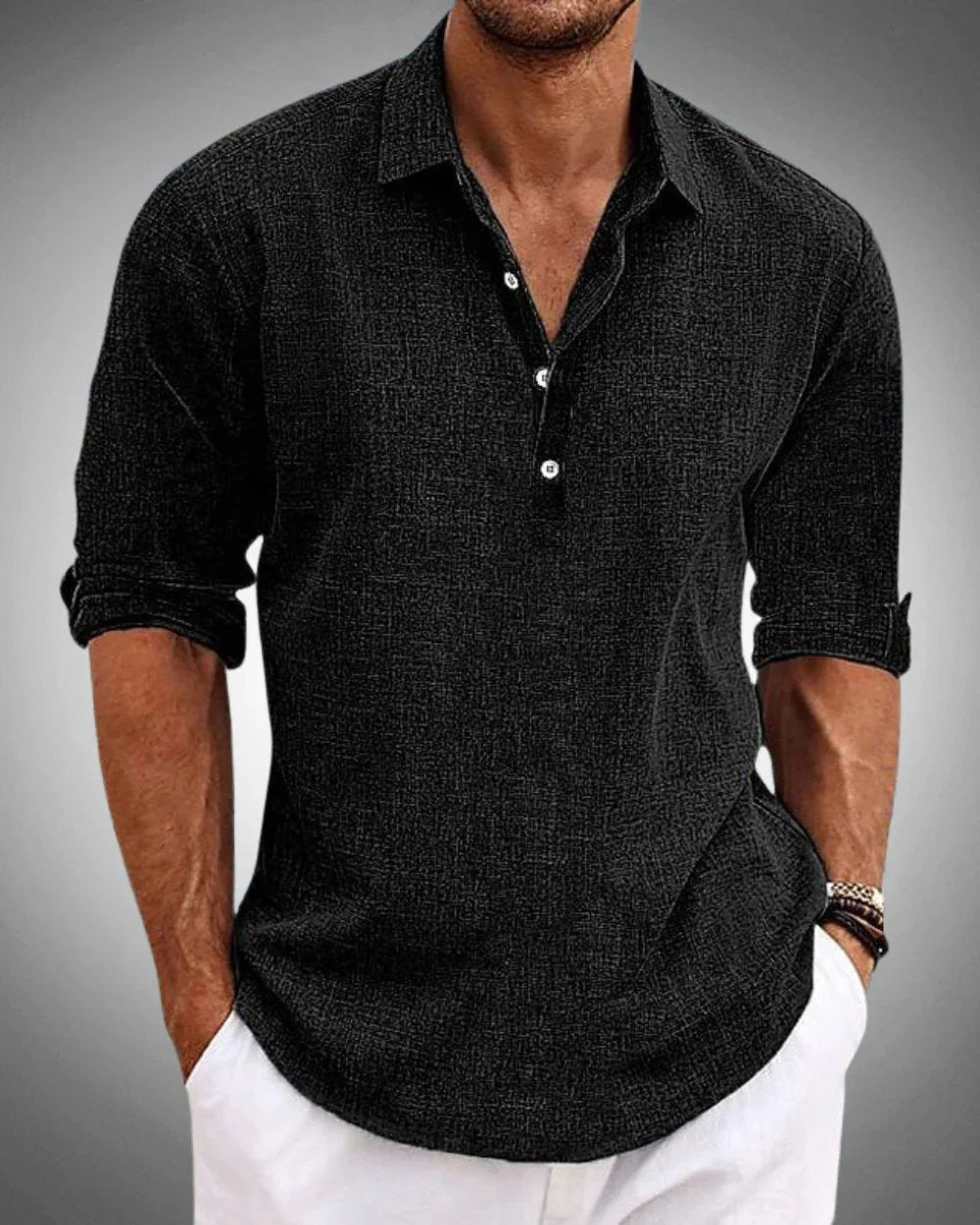 Daniel™ | Henley Button-Front Long Sleeve Shirt