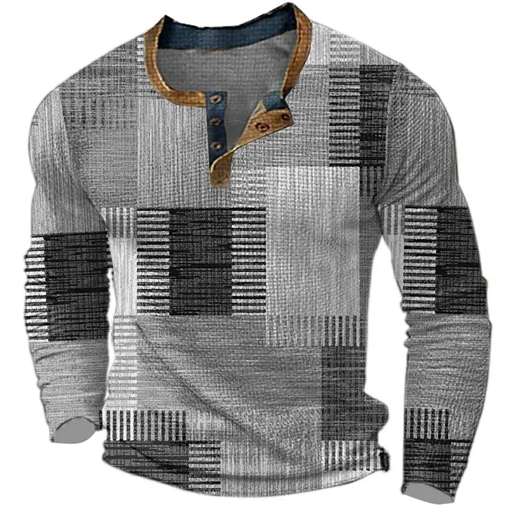 Isaac™ | Patchwork Button-Down Long Sleeve Shirt