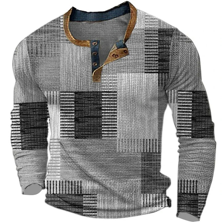 Isaac™ | Patchwork Button-Down Long Sleeve Shirt