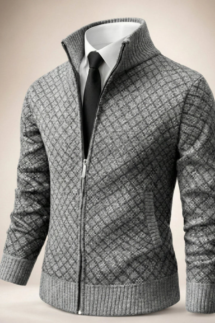 Leah™ | Waffle-Textured Zip-Up Cardigan