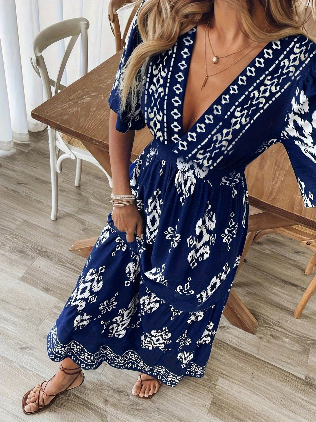 Jayda™ | Bohemian Print Maxi Dress with Flowing Silhouette