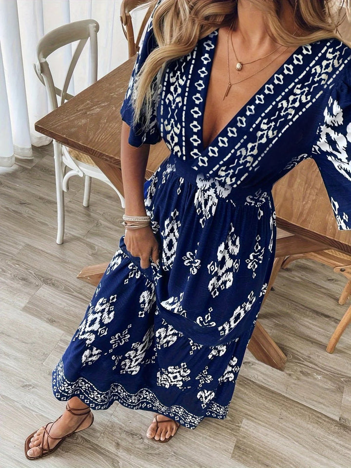 Jayda™ | Bohemian Print Maxi Dress with Flowing Silhouette