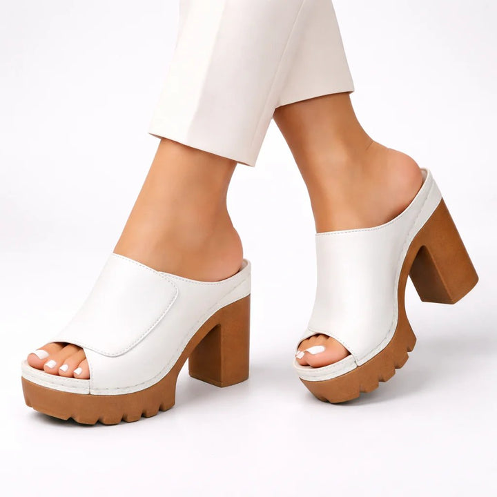 Anna™ | Wide Base Platform Strap-On Heels
