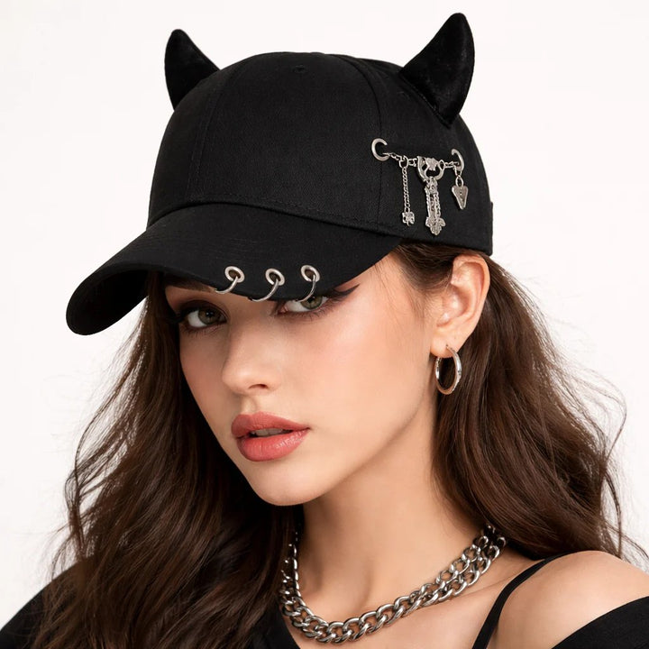 InfernaCore™ | Structured Gothic Devil Horn Baseball Cap