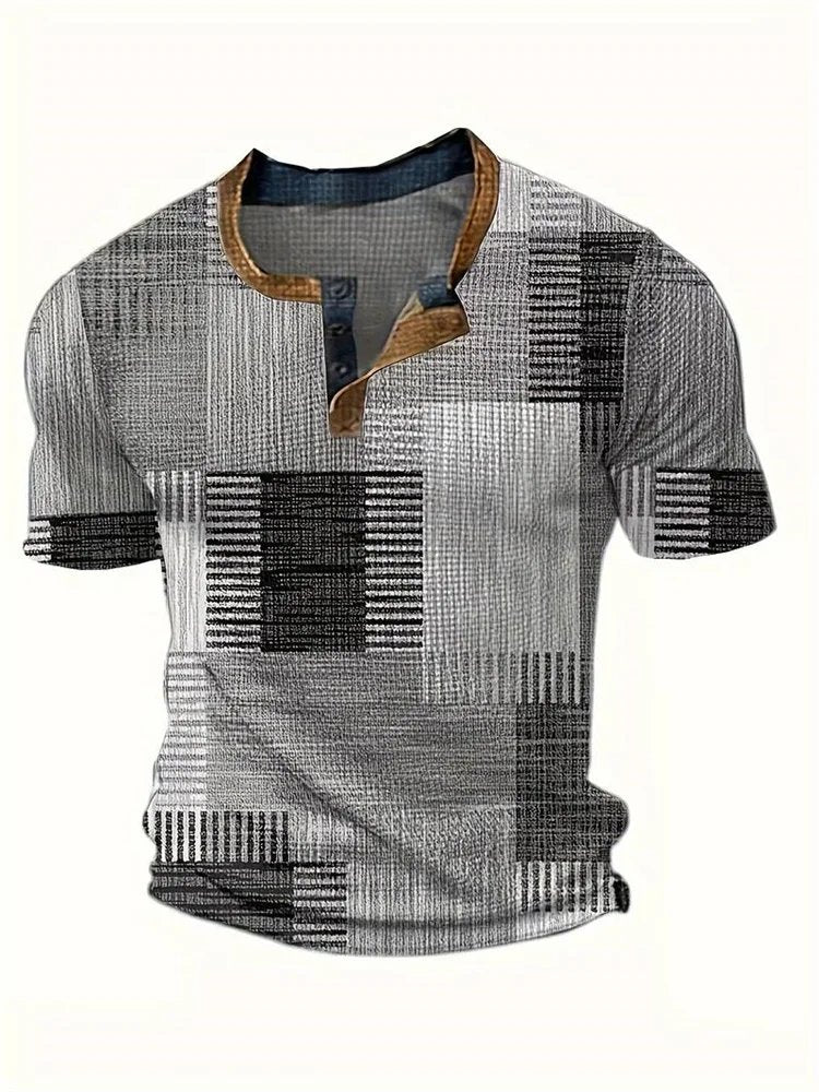 Jackson™ | Patchwork Henley Button Short Sleeve Shirt