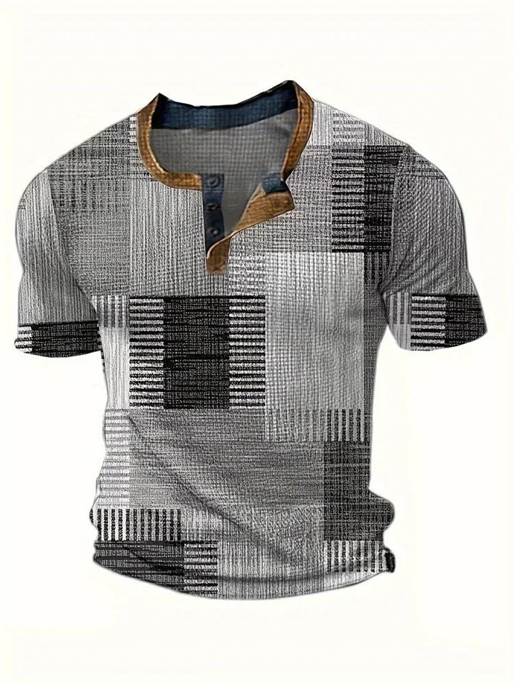 Jackson™ | Patchwork Henley Button Short Sleeve Shirt