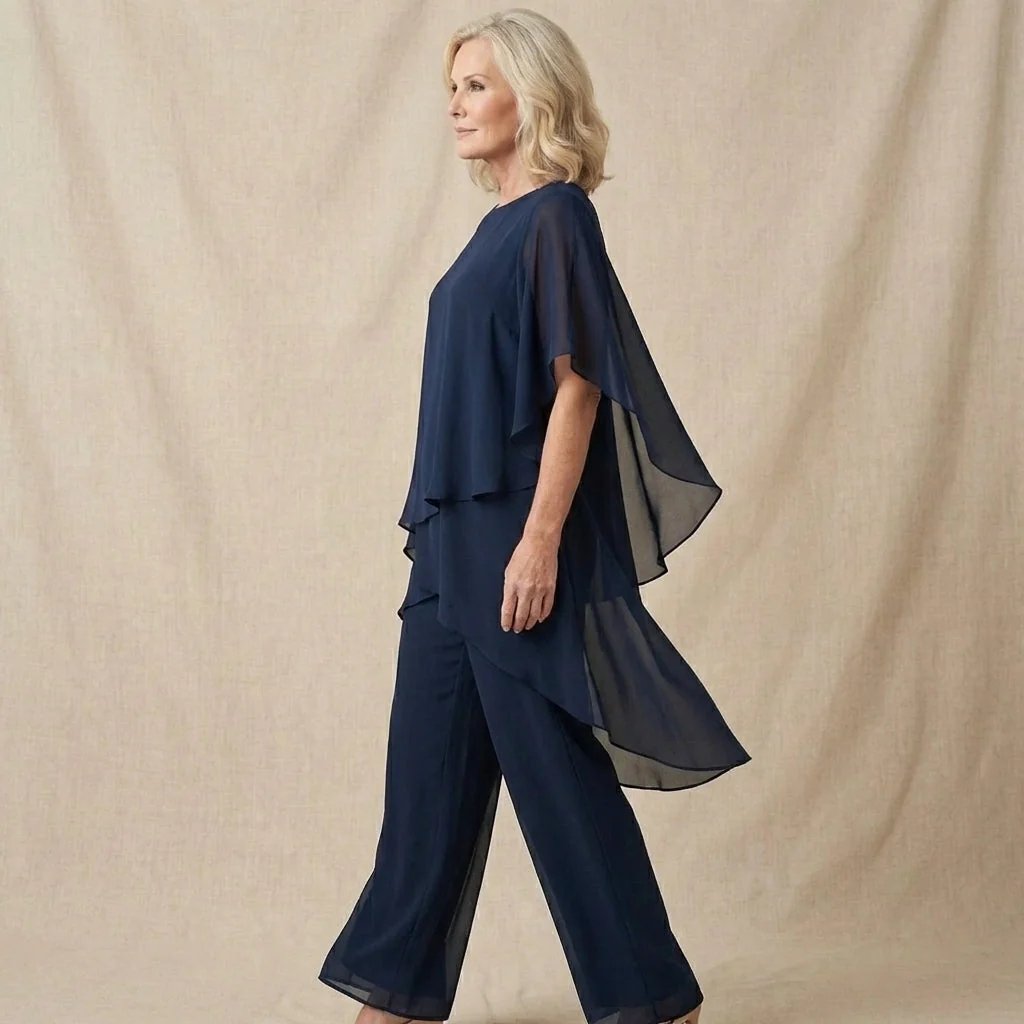 Elena™ | Draped V-Neck Top & Wide-Leg Palazzo Set