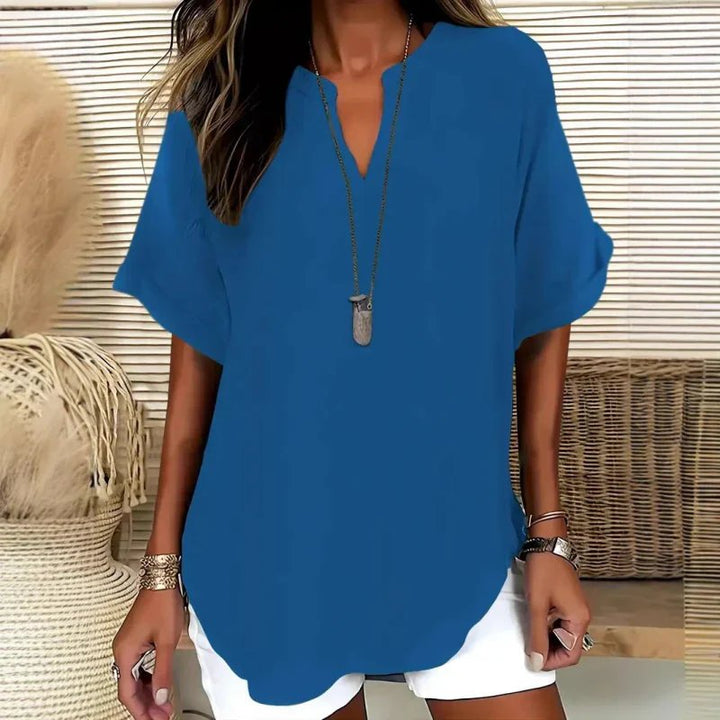 Dahlia™ | Lightweight V-Neck Blouse with Side Slits