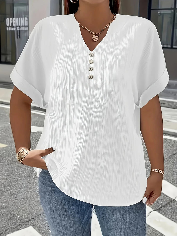 Isla™ | Casual V-Neck Blouse with Button Detail