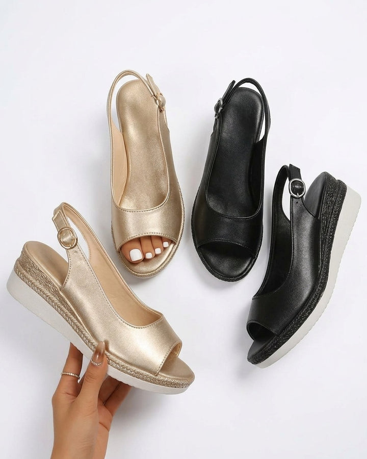 Ivy™ | Open-Toe Slingback Wedge Sandals
