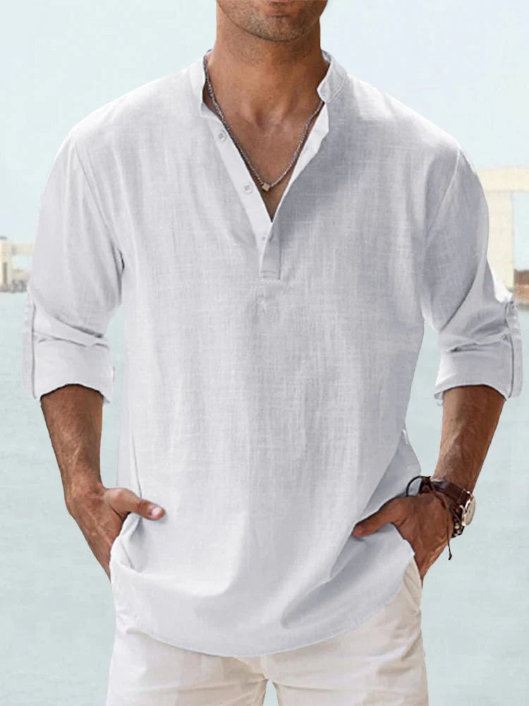 Benjamin™ | Breathable V-Neck Long Sleeve Henley Shirt