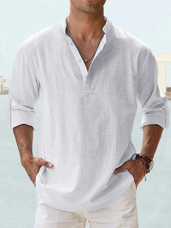 Benjamin™ | Breathable V-Neck Long Sleeve Henley Shirt