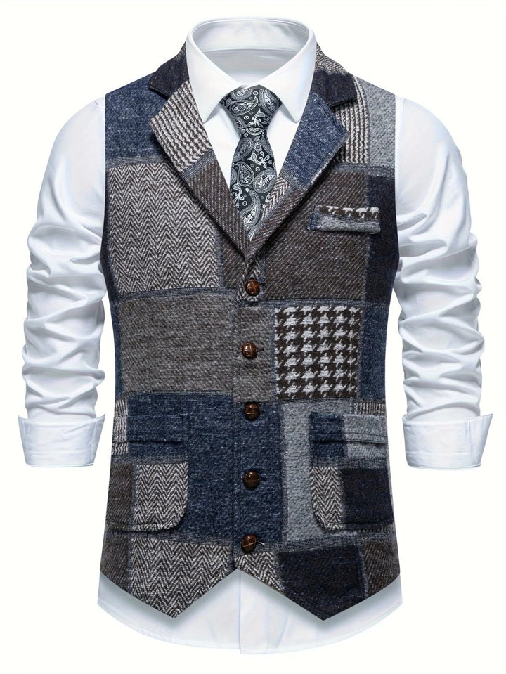 Jorge™ | Button-Front Patchwork Waistcoat