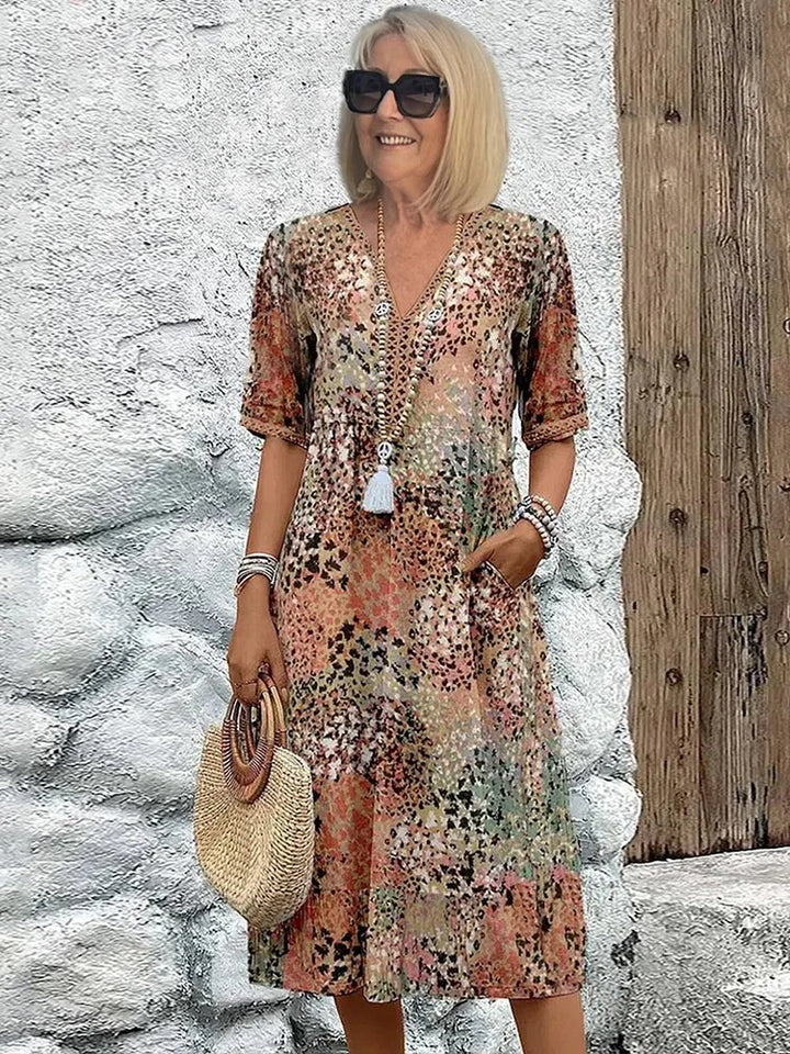 Delilah™ | Vibrant Midi Dress with Flattering Drape